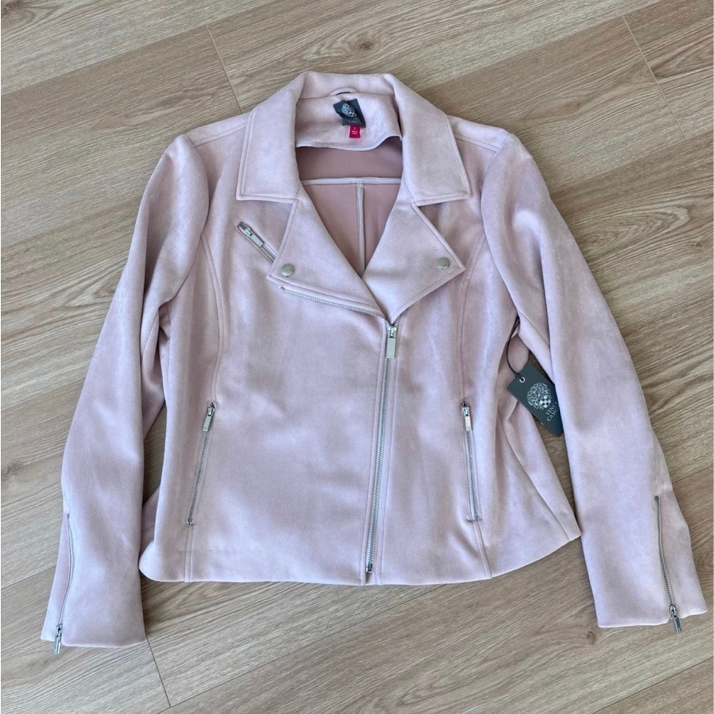 Vince Camuto Pink Suede Scuba Jacket Sz Large